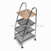 Kitchen Trolley with 4 Tiers and Wooden Board, Measuring 31 x 34 x 77cm images