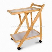 Kitchen Trolley with 4pcs Wheel, Made of Solid Pine Wood images