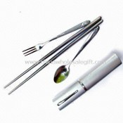 Stainless Steel Cutlery Set, Includes Spoon, Chopsticks, and Fork, Various Thicknesses are Available images