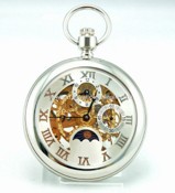 Stainless steel mechanical pocket watch with Moon Phase images