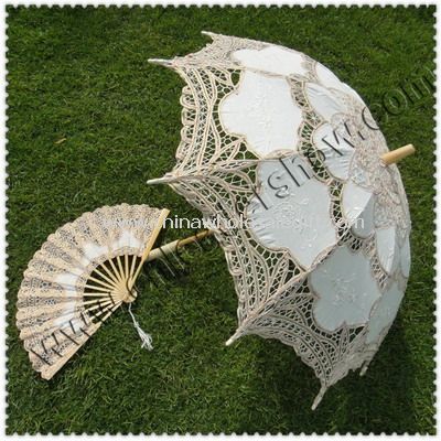 Wedding Lace Umbrella with Fans