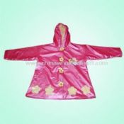 Women PVC Raincoat with Fleece Lining and Snap at Front Placket images