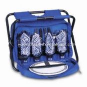 Four-person Picnic Bag with One Main Cooler Compartment and a Folding Chair images
