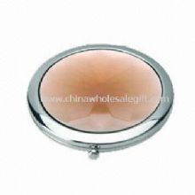 Round Cosmetic Mirror Made of Metal and Crystal Stone Material images