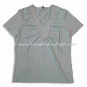Womens V-neck T-shirts Made of 65% Cotton and 35% Polyester images