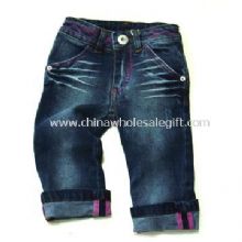 Girls Jeans with Print at Back Heart Pocket and Blue Stretch Denim Fabric images