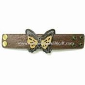 Fashionable Leather Wristband/Bracelet with Butterfly Patch Attached images