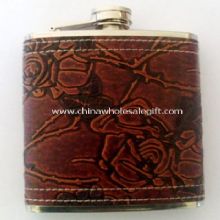 2oz Leather-wrapped Hip Flask images