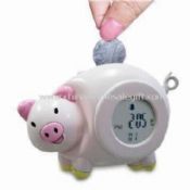Pig Novelty Digital Clock with Temperature and Coin Bank Functions images
