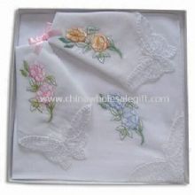 Embroidery Handkerchiefs with Lace Corner images