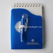 Spiral notebook with ball pen images