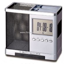 LCD Clock with pen holder and Slide out calculator images