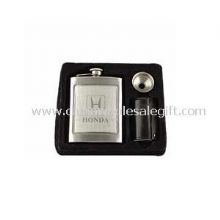 stainless steel hip flask gift set images
