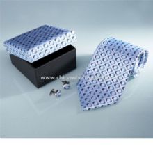 Silk necktie cufflinks with matching gift box images