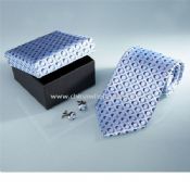 Silk necktie cufflinks with matching gift box images