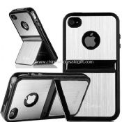Silver Aluminum TPU Hard Stand Case For iphone4 4S images