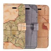 iPhone5 world map leather case with stand images