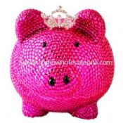 Pig Shaped Crystal Coin Bank Pink Color images