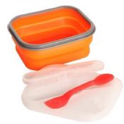 Silicone foldable lunch box with cutlery images