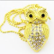 Jewelry owl USB flash drive gold/silver color with keychain images