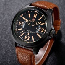 Genuine Leather Analog Date Quartz Clock images