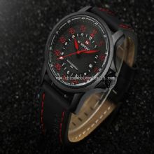 Cuarzo impermeable fecha reloj hombre cuero ejército militar reloj de pulsera images