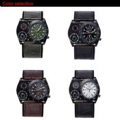 Military Leather Sports Compass Thermometer Watch images