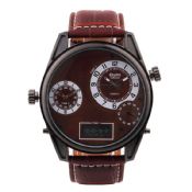 Round Dial Leather Watchband for Men images