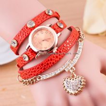 Diamond heart pendant long strap geneva bracelet watch images