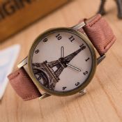 bronze antique watch with Eiffel Tower images