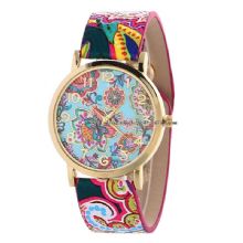 Flor feliz Navidad reloj de cuarzo de cuero images