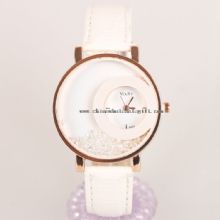 Ladies Fancy Leather Strap Gold Plated Case Watches images