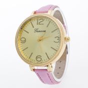 Leather Strap Big Dial Thin Band Women Watches images