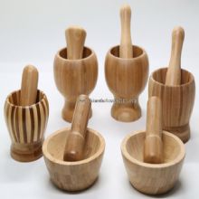 Pill Crusher Set Bamboo Mortar and Pestle images