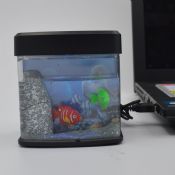 mini fish tank wiht battery and USB charging images