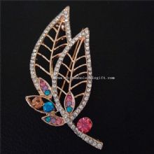 Crystal Leaf Shirt Lapel Pin Badge images