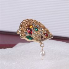 Crystal Rhinestone Fan Shape Brooch images