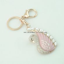 Swan shape metal jeweled rhinestone keychains images