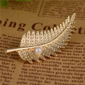 Gold Plated Leaf Beads Metal Badge Lapel Pin images