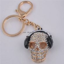 Music Skull Shape Metal Keychain with Rhinestone images