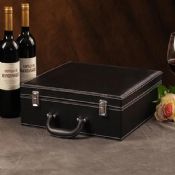 4 bottles red wine leather box images