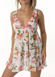 Betsey Johnson Intimates: Polychiffon smocked strap babydoll with g-string