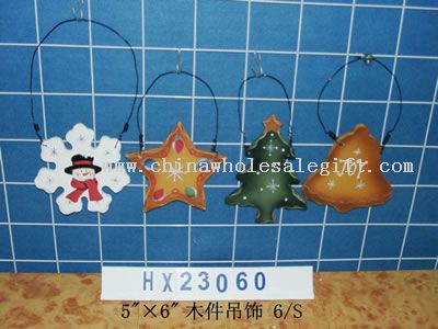hanging woodendecorations 6/s