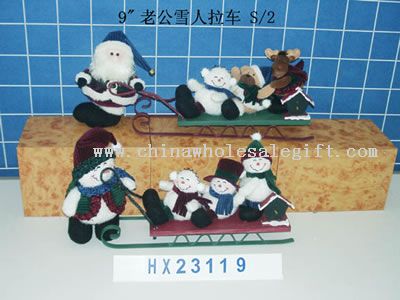 santa &snowman with trolley 2/s