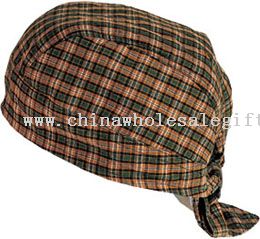 Printing check cotton tie up kid cap