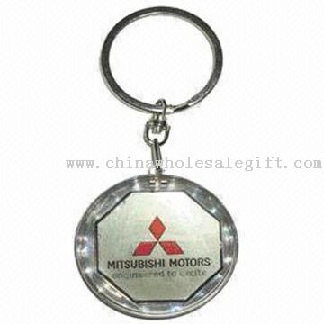 Round-shaped Waterproof Solar-powered Keychain with LCD Flashing Logo