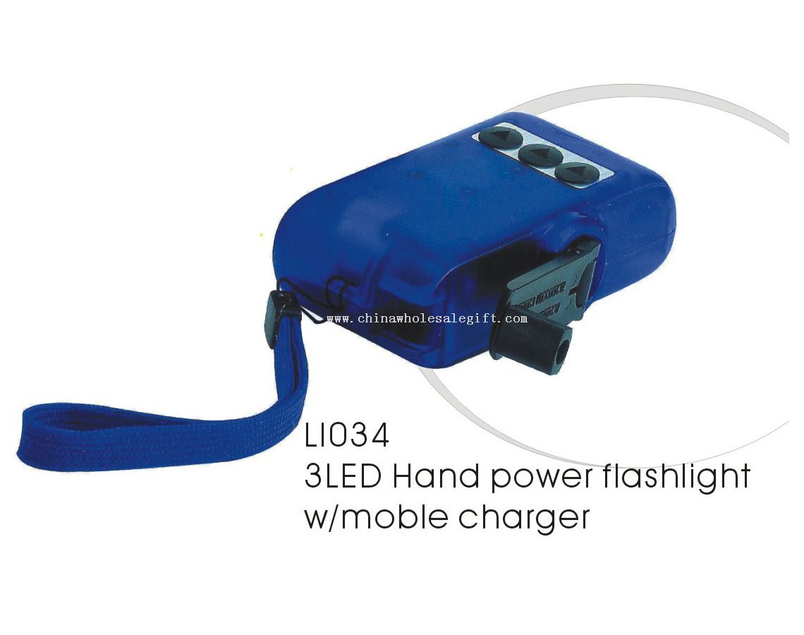 3LED Hand power flashlight w/moble charger