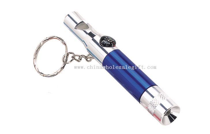 LED metal keychain light w/whistle