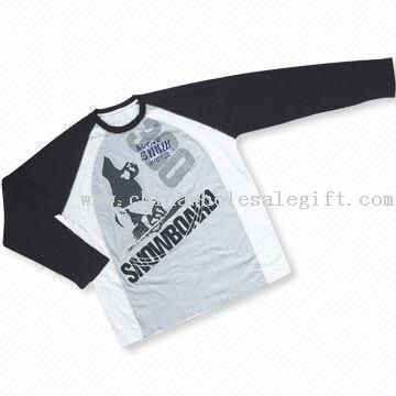 Mens Long Sleeve T-shirt Made of 100% Cotton with Logo on Chest