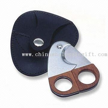 Stainless Steel Cigar Cutter with Wooden Handle
